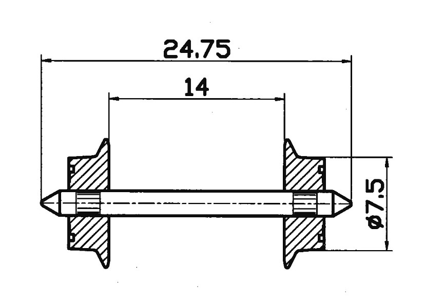 AC-Radsatz-Paar 7,5mm (40 - 40184
